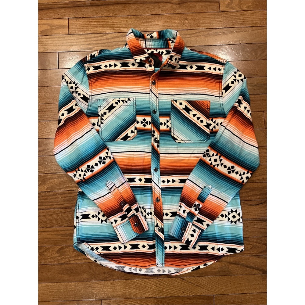 DRL Essentials Mens L Western Aztec Serape Button Up Shirt Southwest Cotton